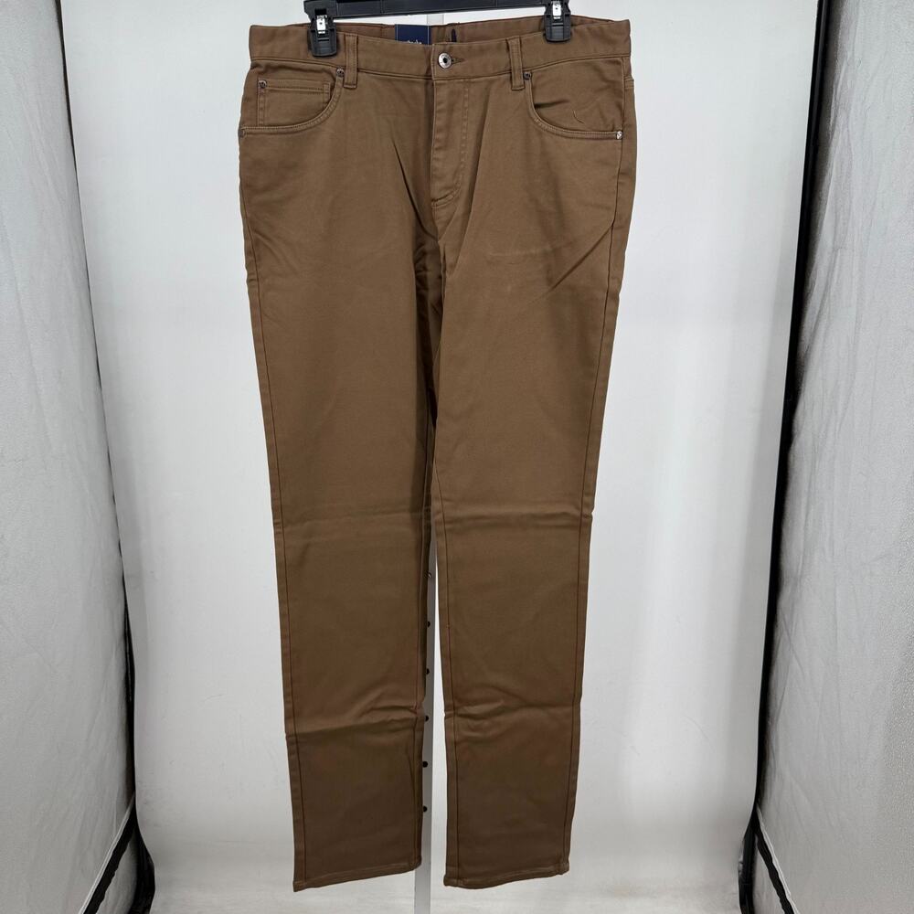 Johnnie-O Terry 5 Pocket Pants Mens 33x34 Khaki Brown Straight Leg JMPA1790 NWT